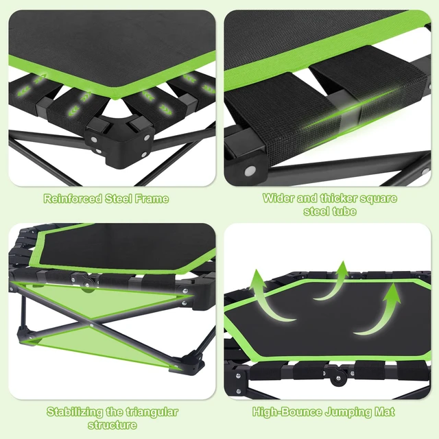 Alt view image 5 of 7 - 42 Inch Foldable Mini Trampoline, One Step Fold and Open Rebounder Trampoline for Adults 330 LBS Max Load 3 Level