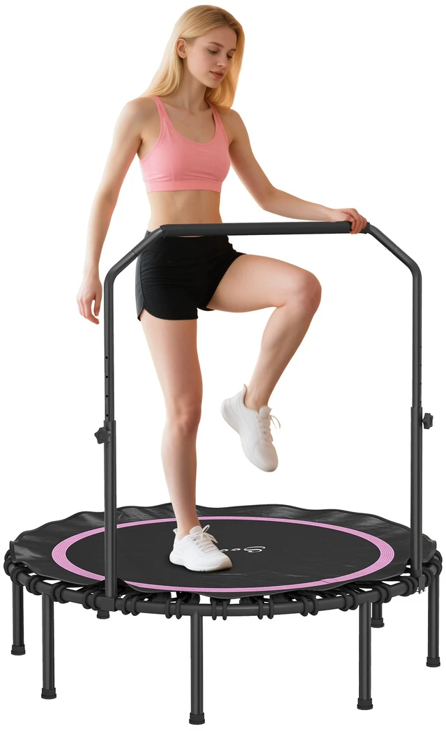 Main image of 48 Inch Rebounder Trampoline for Adults, 440 LBS Foldable Mini Trampoline with Adjustable Handle Quiet and Safe Bungee