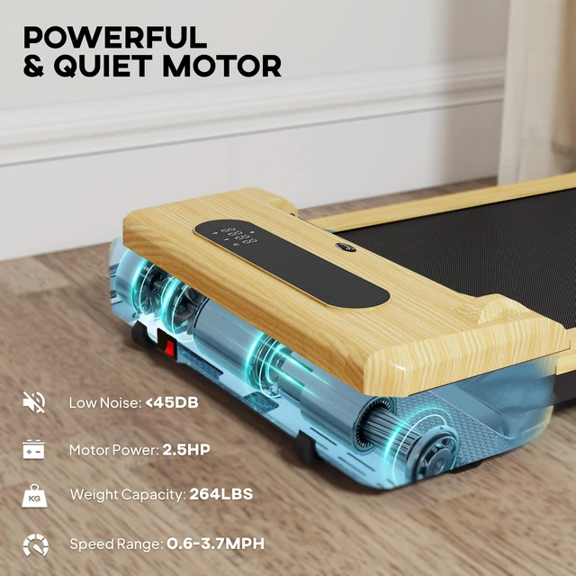 Alt view image 6 of 7 - Walking Pad, Under Desk Treadmill with Remote Control Transport Wheels and LED Display Quiet Walking Jogging Machine