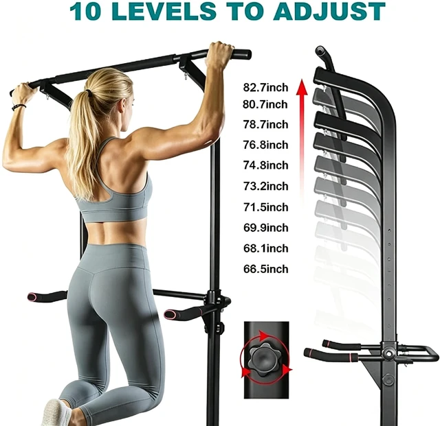 Alt view image 4 of 5 - Sport Power Tower Workout Dip Station Pull Bar, Height Adjustable Function Dip Stand for Gym Strength Training Fitness