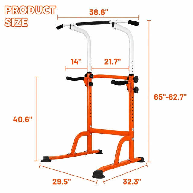 Alt view image 6 of 7 - Sport Power Tower Workout Dip Station Pull Bar, Height Adjustable Function Dip Stand for Gym Strength Training Fitness