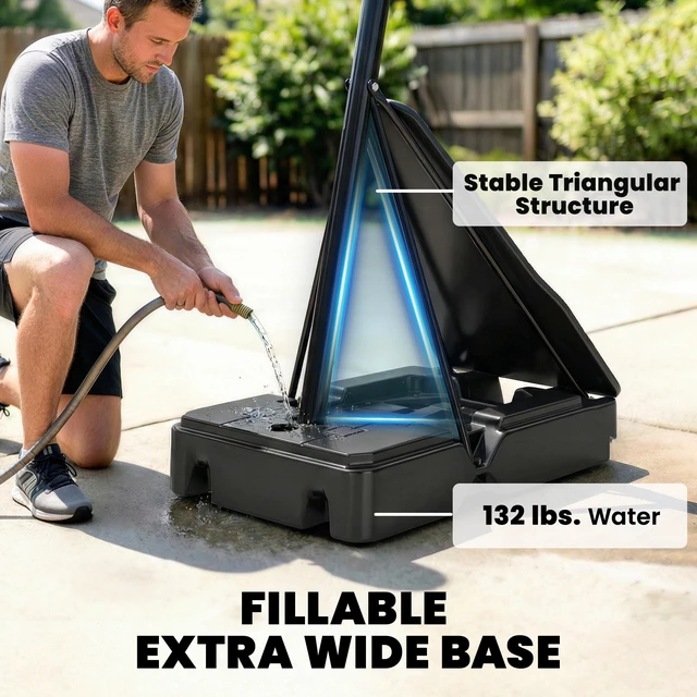 Alt view image 5 of 7 - Basketball Hoop Outdoor Portable, 8 to 10 ft Adjustable Basketball Goal 47 Inch Shatterproof Backboard Shock