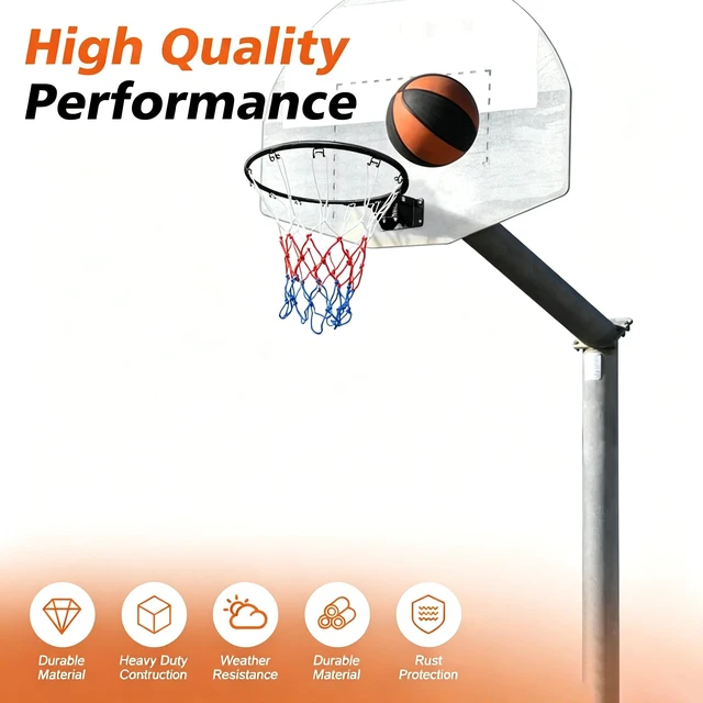 Alt view image 2 of 6 - 18 Inch Replacement Basketball Rim Wall Mount Hoop Hand Crank Backboard Mounted for Indoor Outdoor Basketball Court
