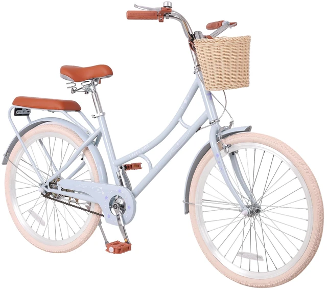Main image of 24 Inch Beach Cruiser Bike for Women, Commuter Bicycle with Front Basket High Carbon Steel Frame City Bike for Outdoor