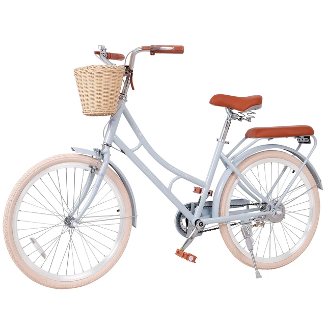 Alt view image 7 of 7 - 24 Inch Beach Cruiser Bike for Women, Commuter Bicycle with Front Basket High Carbon Steel Frame City Bike for Outdoor