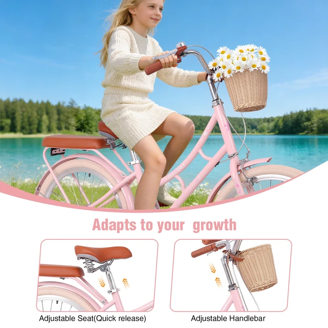 Alt view image 2 of 7 - 22 Inch Beach Cruiser Bike for Girls, Commuter Bicycle with Front Basket High Carbon Steel Frame City Bike for Outdoor