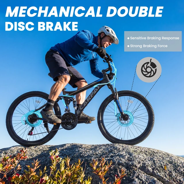 Alt view image 5 of 7 - Mountain Bike 26 Inch Wheels, Speed Full Suspension Mens Womens Trail Commuter City Mountain Bike Carbon Steel Frame