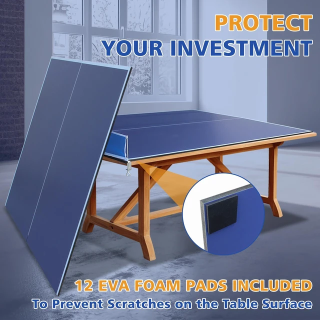 Alt view image 5 of 7 - 8 ft Mid Size Ping Pong Conversion Top Foldable and Portable Table Tennis Table Top for Indoor Games, Blue, MDF