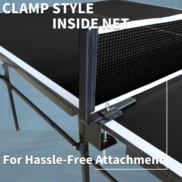 Alt view image 7 of 7 - 9 4.1 ft Mid Size Table Tennis Table Foldable and Portable Ping Pong Set for Indoor Games with Net, Tennis Paddles