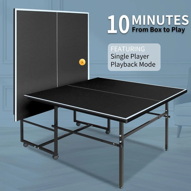 Alt view image 3 of 7 - 8.5 4 3 ft Mid Size Table Tennis Table Foldable and Portable Ping Pong Set for Indoor Games with Net, Tennis Paddles