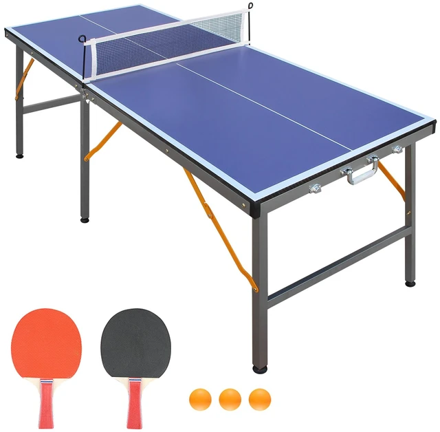Main image of 5 ft Table Tennis Table Foldable and Portable Ping Pong Set for Indoor Games with Net, Tennis Paddles and Balls, Blue