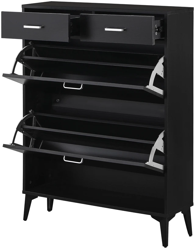 Alt view image 5 of 7 - Large Size Shoe Cabinet, Standing Tipping Bucket Shoe Rack Organizer with Flip Drawers and 2 Drawer Tipping Bucket