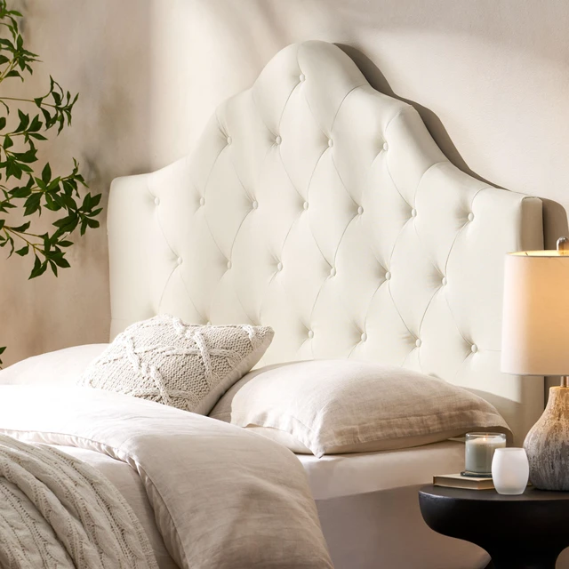 Main image of Tufted Upholstered Headboard Queen Size, Solid Head Board with Metal Legs Adjustable Height Queen Headboard Fabric