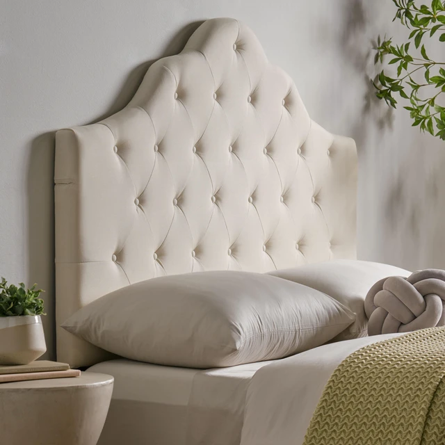 Alt view image 3 of 7 - Tufted Upholstered Headboard Queen Size, Solid Head Board with Metal Legs Adjustable Height Queen Headboard Fabric