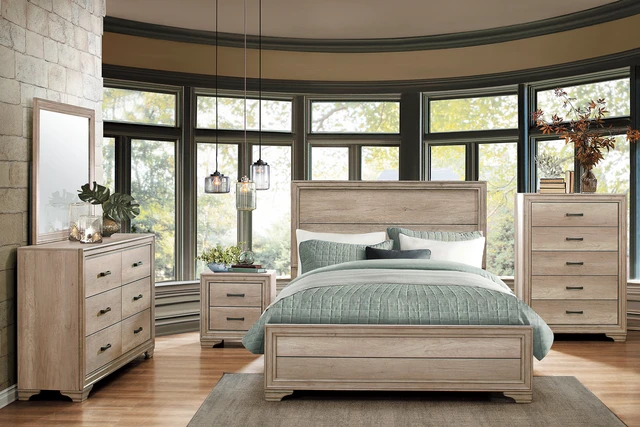 Alt view image 6 of 6 - Natural Finish Eastern King Bed 1 pc Wooden Furniture Melamine Laminate, Wood, Beds Frames Bases