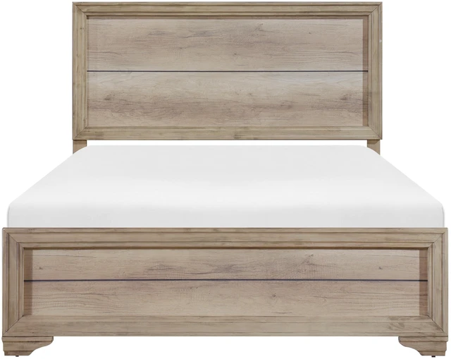 Main image of Natural Finish Eastern King Bed 1 pc Wooden Furniture Melamine Laminate, Wood, Beds Frames Bases