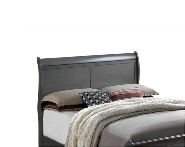 Alt view image 4 of 6 - Full Size Bed Louis Phillipe Solidwood 1 pc Bed Sleigh Furniture, Gray, Solid Wood, Beds Frames Bases