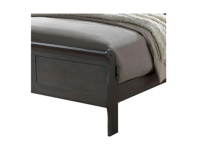 Alt view image 5 of 6 - Full Size Bed Louis Phillipe Solidwood 1 pc Bed Sleigh Furniture, Gray, Solid Wood, Beds Frames Bases