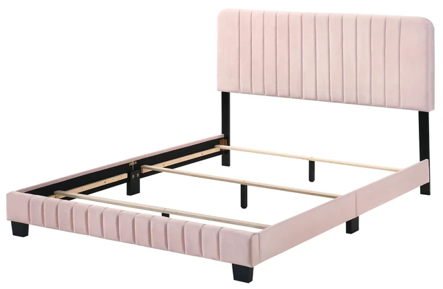 Alt view image 5 of 6 - Full Bed for Bedrooms, Pink, Velvet, Beds Frames Bases