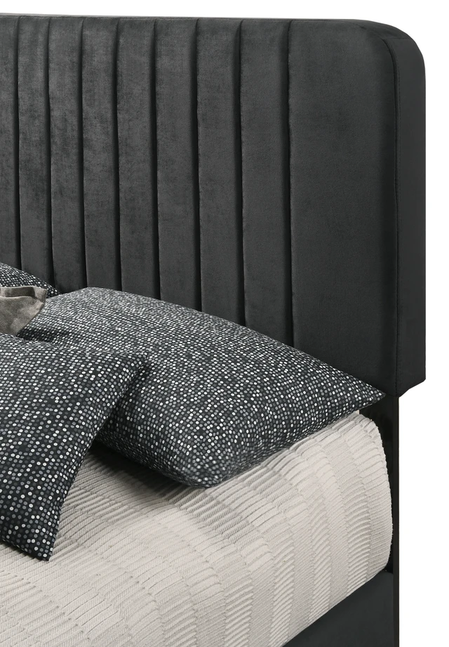 Alt view image 5 of 6 - Sleek Queen Bed, Black, Velvet, Beds Frames Bases