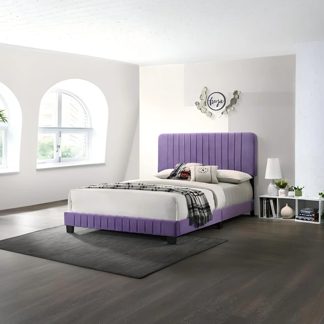 Main image of Purple Full Size Bed, Velvet, Beds Frames Bases