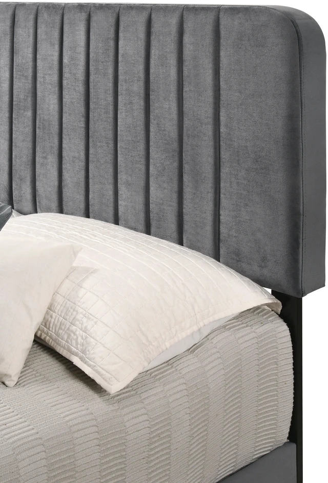 Alt view image 6 of 6 - Sleek Full Bed, Gray, Velvet, Beds Frames Bases