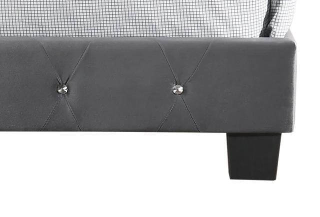 Alt view image 4 of 7 - Sophisticated Queen Bed, Gray, Velvet, Beds Frames Bases