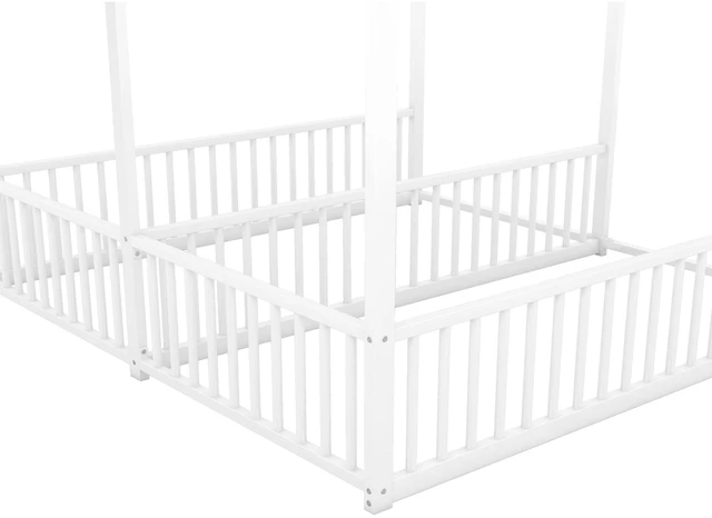 Alt view image 7 of 7 - Metal Twin Size Platform Beds, Two Shared Beds, Antique White, Frames Bases