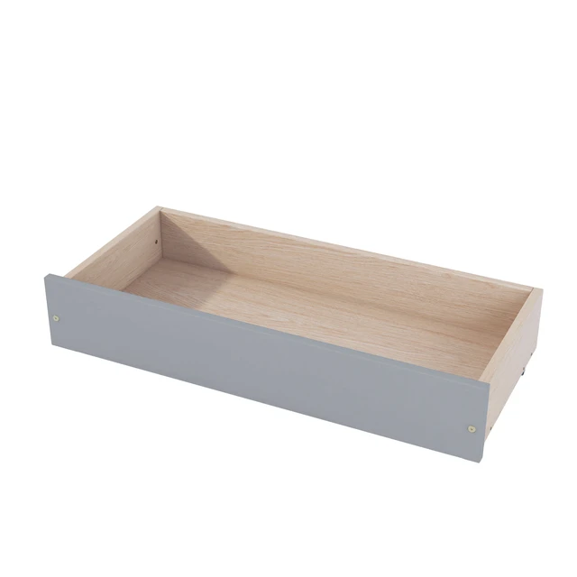 Alt view image 7 of 7 - Twin Size Platform Bed with Trundle and Drawers, Old SKU, Gray, Pine, Beds Frames Bases