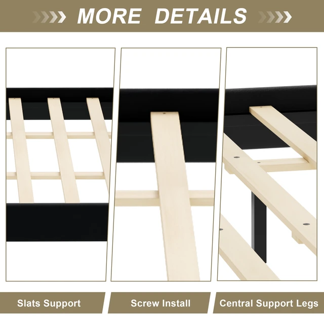 Alt view image 6 of 7 - King Size Velvet Upholstered Bed Frame, Button Tufted Sleigh Platform Bed Frame with Curved Headboard and Footboard