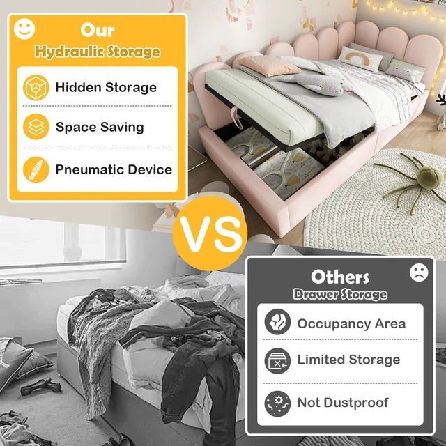Alt view image 5 of 7 - Old SKU Upholstered Daybed Bed with Storage, Ottoman Bed Twin Size Single Sofa Daybed with Hydraulic Storage Frame