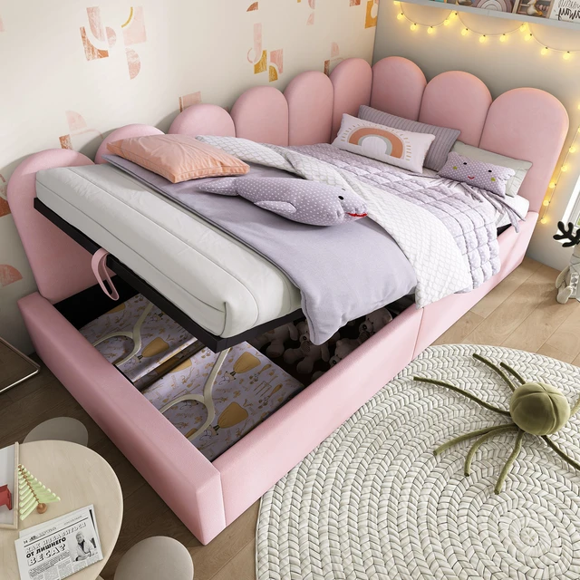 Main image of Old SKU Upholstered Daybed Bed with Storage, Ottoman Bed Twin Size Single Sofa Daybed with Hydraulic Storage Frame