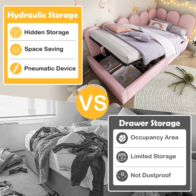 Alt view image 5 of 7 - Old SKU Upholstered Daybed Bed with Storage, Ottoman Bed Twin Size Single Sofa Daybed with Hydraulic Storage Frame