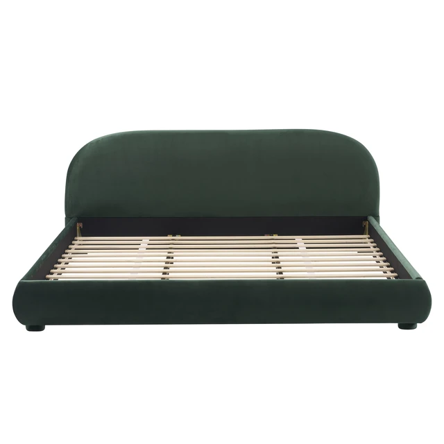 Alt view image 5 of 7 - Velvet Soft Bed Texture, Adding High End Atmosphere King, Green, Wood and Fabric, Beds Frames Bases