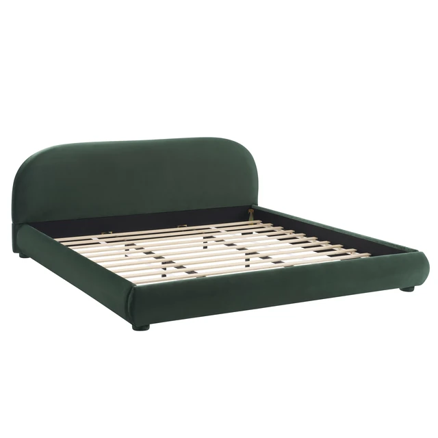 Alt view image 6 of 7 - Velvet Soft Bed Texture, Adding High End Atmosphere King, Green, Wood and Fabric, Beds Frames Bases