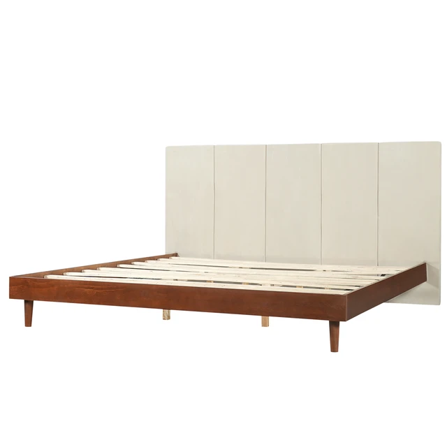Alt view image 4 of 6 - King Size Upholstered Platform Bed Frame, Wood Base with Chenille Vertical Headboard Solid and Manufactured Capacity