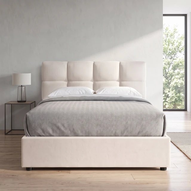 Alt view image 2 of 7 - Twin Size Upholstered Platform Bed with Hydraulic Storage System, Beige, Linen, Beds Frames Bases