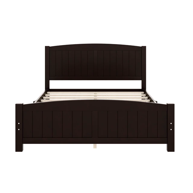 Alt view image 5 of 7 - Queen Size Platform Bed, Solid Platform Bed with Support Slats and Structure Box Spring Needed, Espresso, MDF, Pine