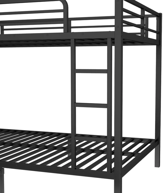 Alt view image 5 of 7 - Full Over Full Metal Bunk Bed with Twin Size Trundle, Black, Beds Frames Bases