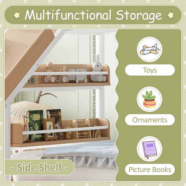 Alt view image 6 of 7 - Full Size Metal Loft Bed with Basketball Hoop, Pull Rings Climbing Wall and Built in Bookshelves Playful Children