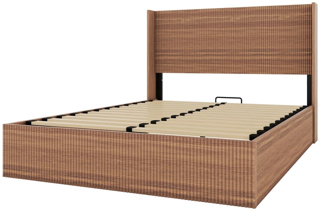 Alt view image 6 of 7 - Queen Size Bed Frame with Grooved and Undulating Lifting Storage Function, Featuring Lifting Storage Feature Safe