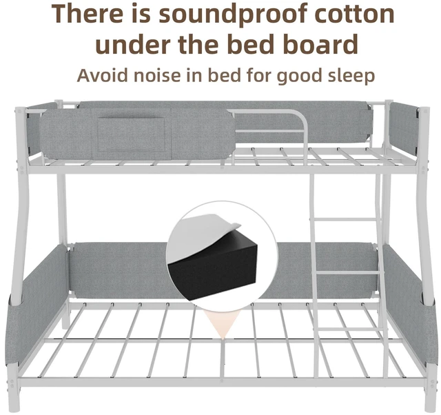 Alt view image 7 of 7 - Twin Over Full Metal Bunk Bed with Detachable Linen Storage Bags Space Saving Design for Kids and Adults, Dark Gray