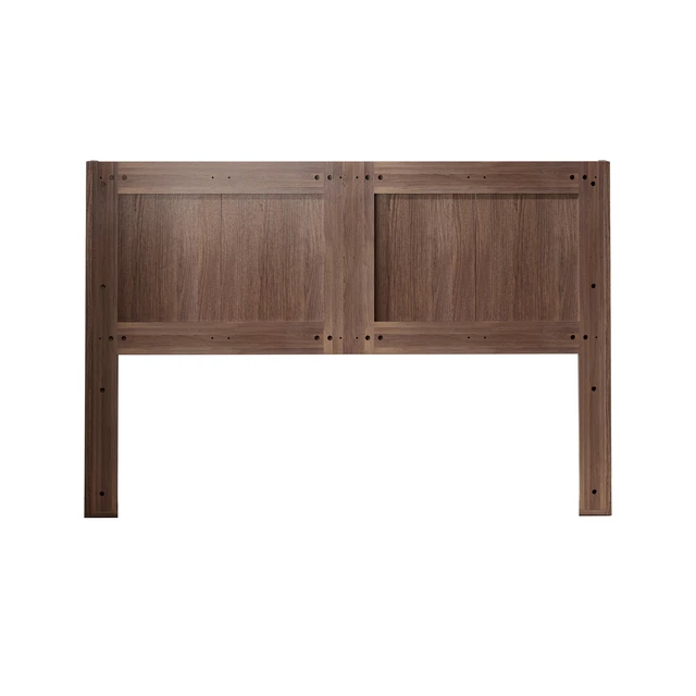 Alt view image 4 of 6 - Queen Size Headboard, Wall Mounted Wavy Fluted Panel with Outlets, Walnut Brown, Solid Wood and MDF, Beds Frames Bases