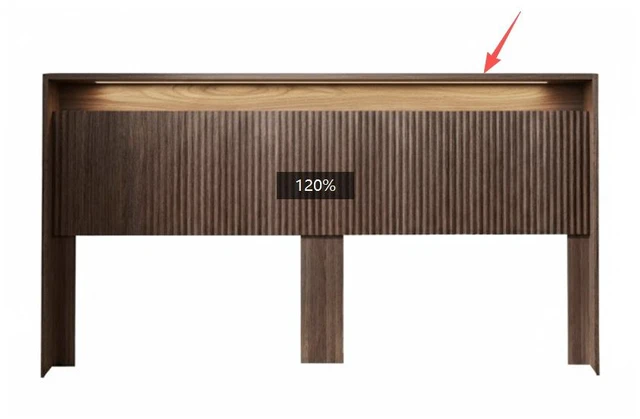 Main image of King Size Headboard, Wall Mounted Wavy Fluted Panel with Outlets, Walnut Brown, MDF, Beds Frames Bases