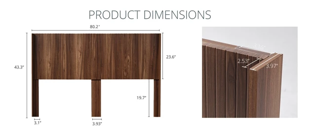 Alt view image 2 of 6 - King Size Headboard, Wall Mounted Wavy Fluted Panel with Outlets, Walnut Brown, MDF, Beds Frames Bases