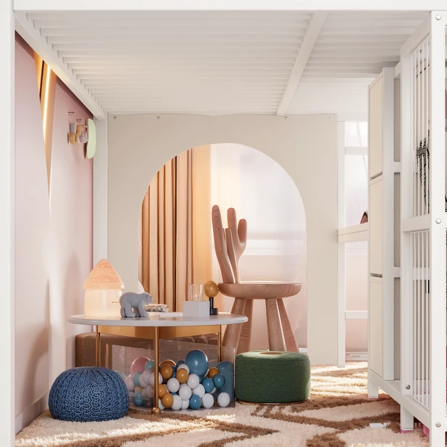 Alt view image 7 of 7 - Twin Metal Low Loft Bed for Kids, Low Loft Bed with Storage Drawer with Bookshelf and Built in Desk Frame Function