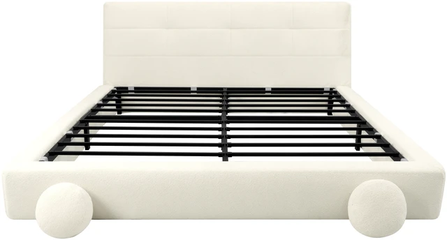 Alt view image 5 of 7 - King Size Compression Bed Upholstered Bed Frame with Headboard, Vacuum Sealed Foam with Metal Slats Box Spring Needed