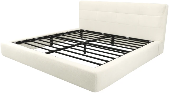 Alt view image 7 of 7 - King Size Compression Bed Upholstered Bed Frame with Headboard, Vacuum Sealed Foam with Metal Slats Box Spring Needed