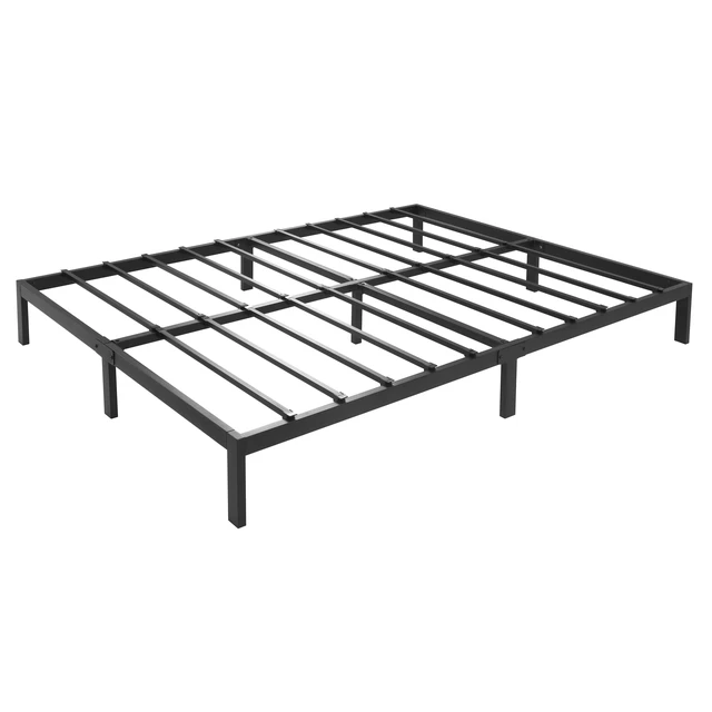 Alt view image 5 of 7 - Queen Size Compression Bed Upholstered Bed Frame with Headboard, Vacuum Sealed Foam with Metal Slats Box Spring Needed