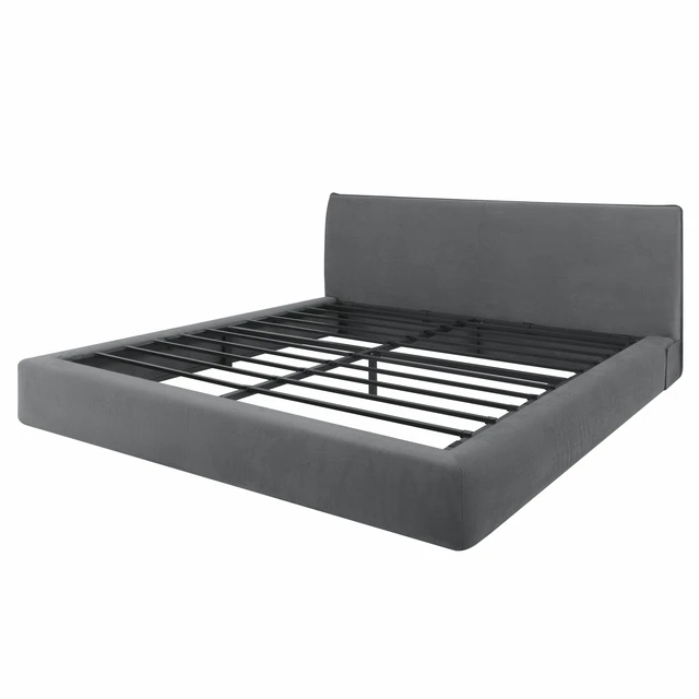 Alt view image 7 of 7 - King Size Compression Bed Wraparound Design with Vacuum Sealed Foam, Iron Frame Assembly Required, Grey, Cotton Linen